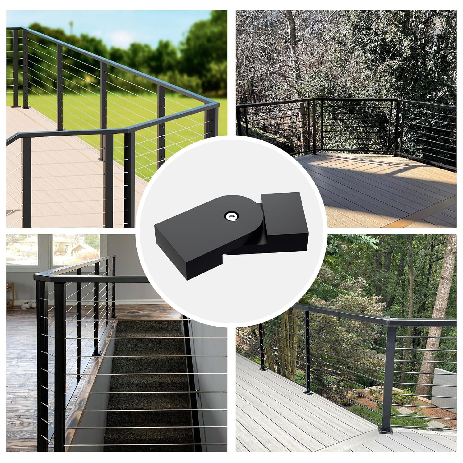 1 Pack Level Pivot Connector for 2"x1" Aluminum Handrail, 113mm x 43.4mm x 18.4mm 180° Adjustable High Strength POM Connector Handrail Accessories Fits for Deck Cable Railing System