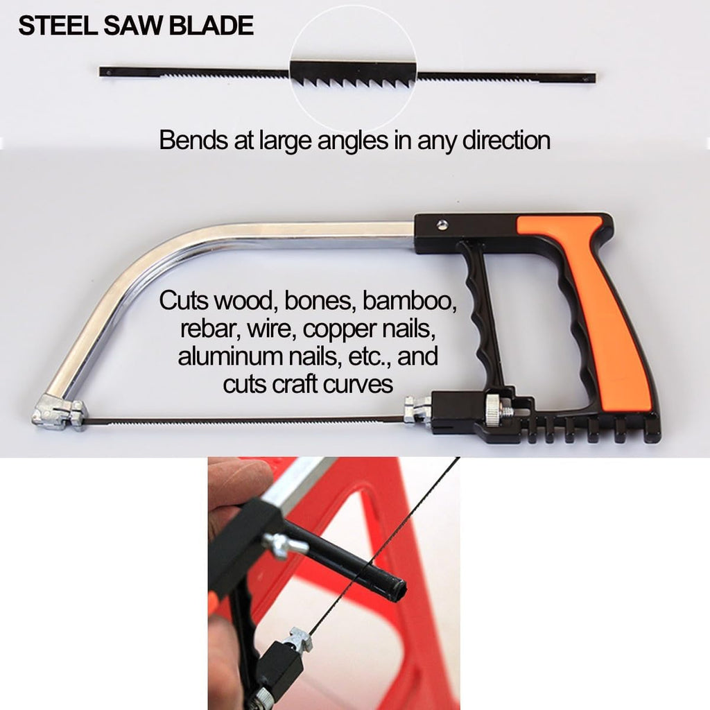 12pcs Multifunctional Coping Saw Set, 10” Hack Saws, Portable Handsaw, Steel/Diamond Saw Blades for Small DIY Woodworking Crafts Metal Ceramic Tile Plastic PVC Cutting Grinding