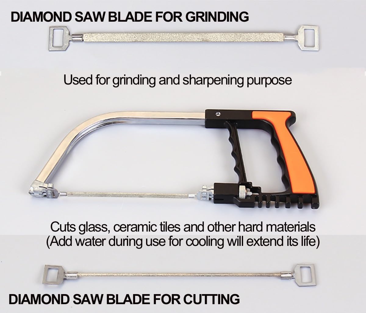 12pcs Multifunctional Coping Saw Set, 10” Hack Saws, Portable Handsaw, Steel/Diamond Saw Blades for Small DIY Woodworking Crafts Metal Ceramic Tile Plastic PVC Cutting Grinding