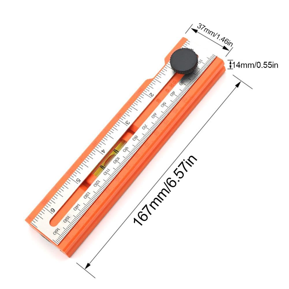 Adjustable Positioning Marking Protractor Tool,Adjustable Knob Multi-Angle Foldable Depth Measuring Ruler,Spirit Level Gauge Ruler Angle Finder, Precise Leveling & Marking Tool for Woodworking (C)