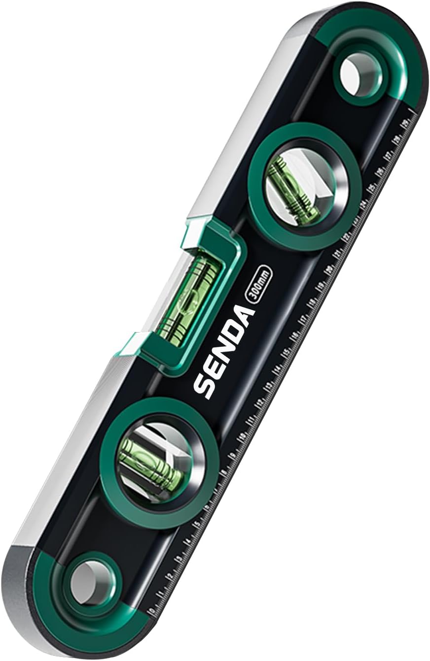 Magnetic Torpedo Level 12 Inch Shockproof Small Leveler Tool with 3 Bubble Spirit Level 45 90 180 Degree, Shock Resistant Construction Levelers for Hanging Pictures Install Shelf Home Renovation