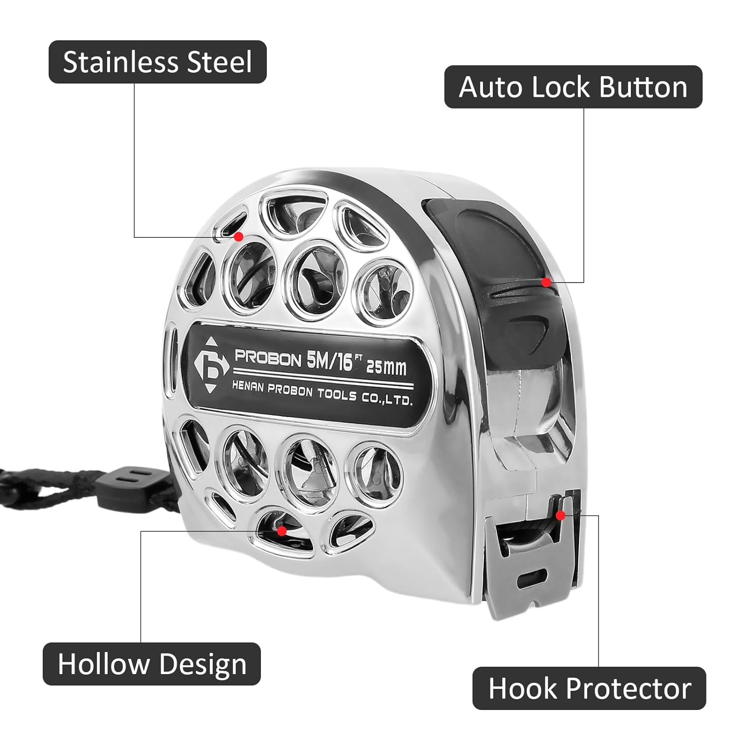 2 PCS Retractable Tape, 5M/16Ft Stainless Steel Measuring Tape, Self-Lock Double-Sided Scale Retractable Metric Ruler, Non-Fall Wear-Resistant Hollow Design Tape Measure for Household Industrial