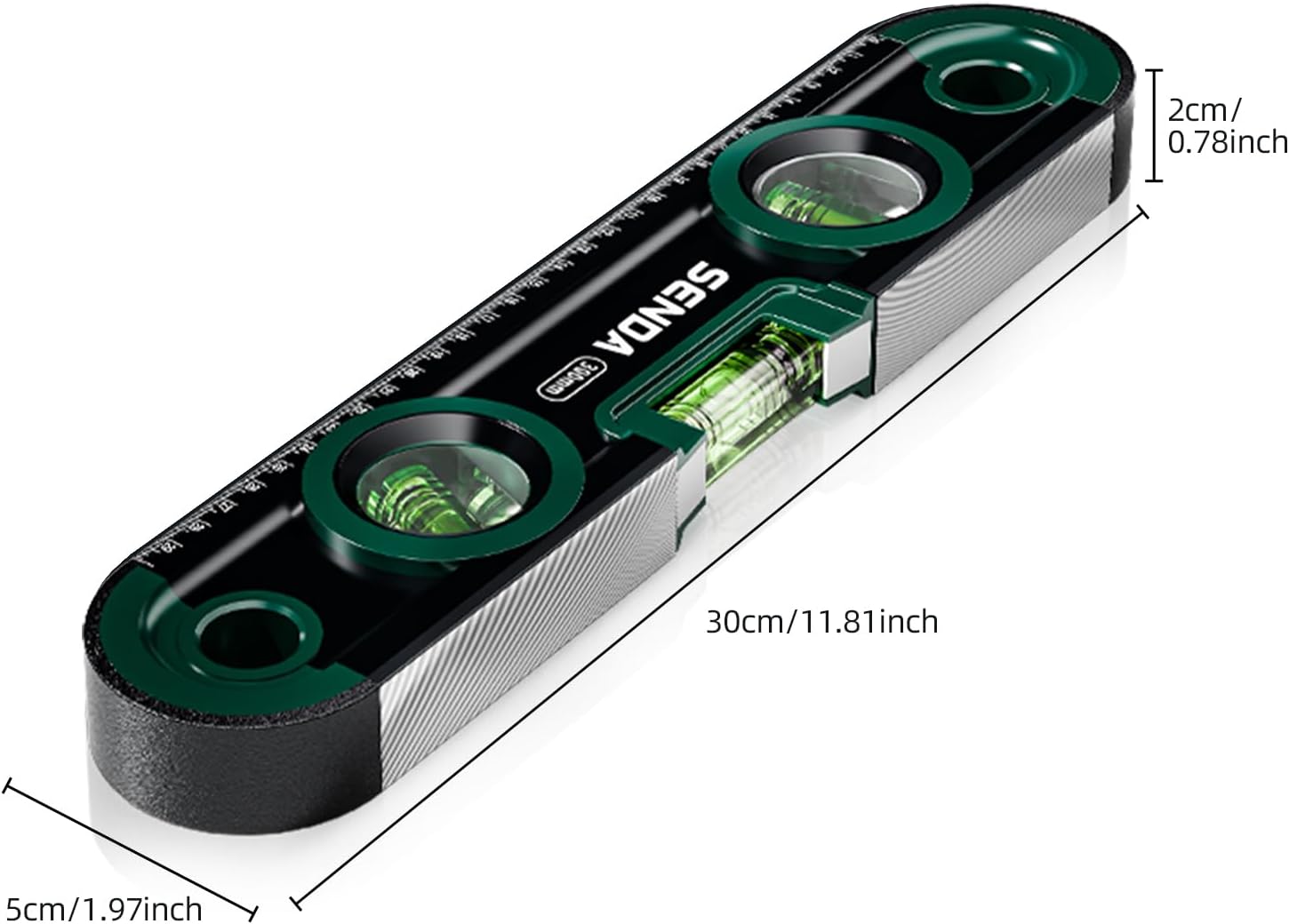 Magnetic Torpedo Level 12 Inch Shockproof Small Leveler Tool with 3 Bubble Spirit Level 45 90 180 Degree, Shock Resistant Construction Levelers for Hanging Pictures Install Shelf Home Renovation