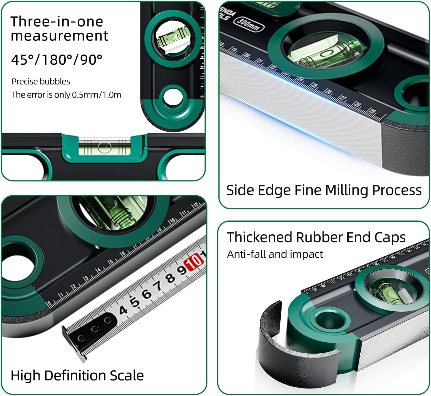 Magnetic Torpedo Level 12 Inch Shockproof Small Leveler Tool with 3 Bubble Spirit Level 45 90 180 Degree, Shock Resistant Construction Levelers for Hanging Pictures Install Shelf Home Renovation