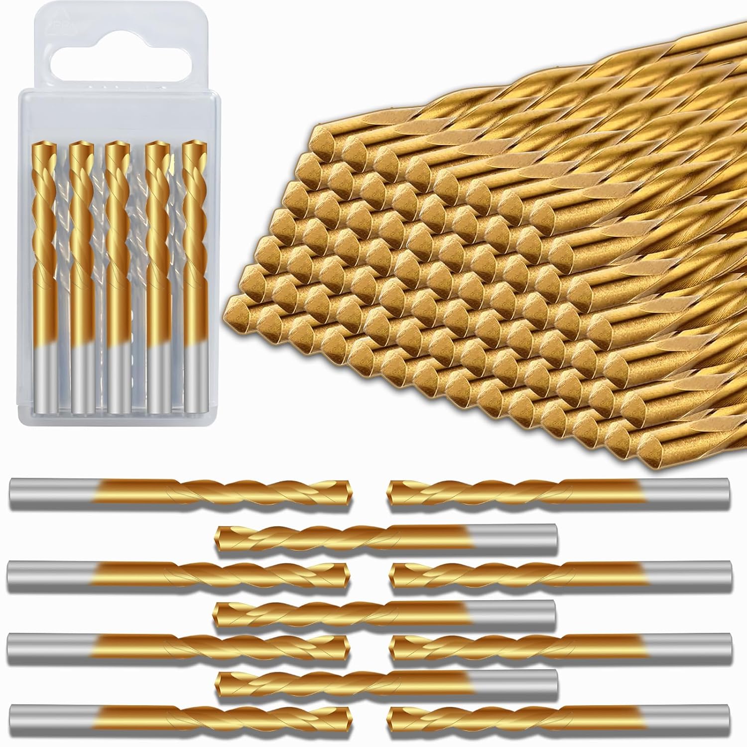 50 PCS Drywall Cutting Bit,1/8 Inch Hss Drywall Router Bits,Guide Point Cutting Bits for Use with Spiral Saws and Power Tools,Drywall Cutting Tool for Door and Window Openings in Drywall(Rose Gold)