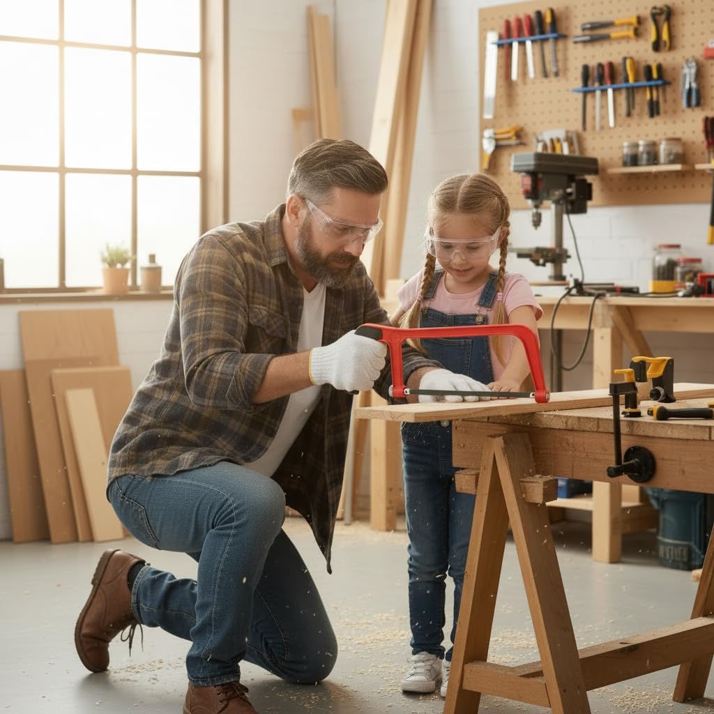 6 Inch Mini Hacksaw and Mitre Block Set, Adjustable Miter Box and Saw Set with 2 Spare Blades, Aluminum Cutting Saw Hack Saws for Woodworking, Hacksaw, Metal Cutting (Red)