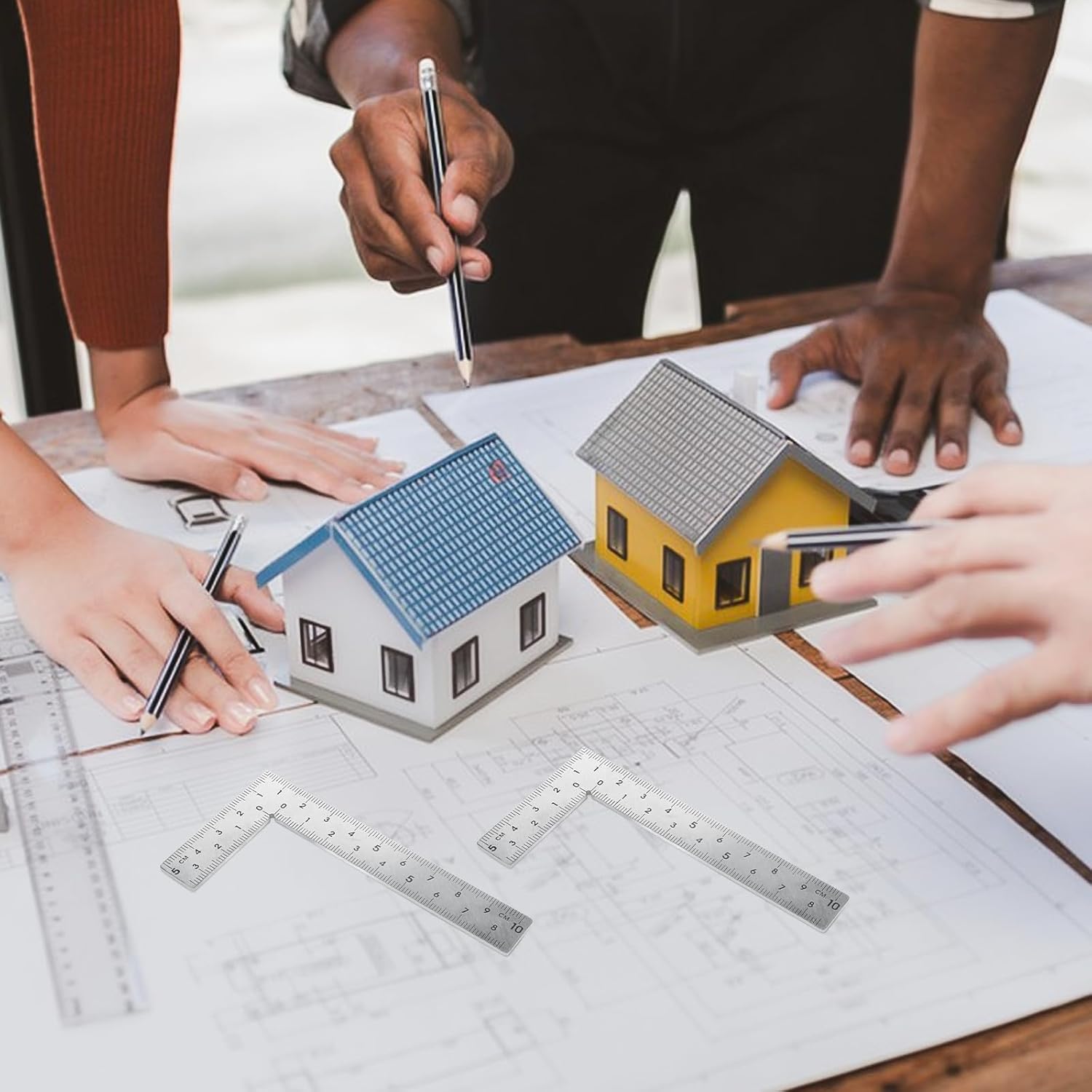 2pcs Stainless Steel L Shaped Ruler 90 Degree Right Angle Double Sided Ruler Sliver Metal Square Right Angle Rulers with Clear Scale Square Framing Measuring Tool for Engineer 2 inch by 4 inch