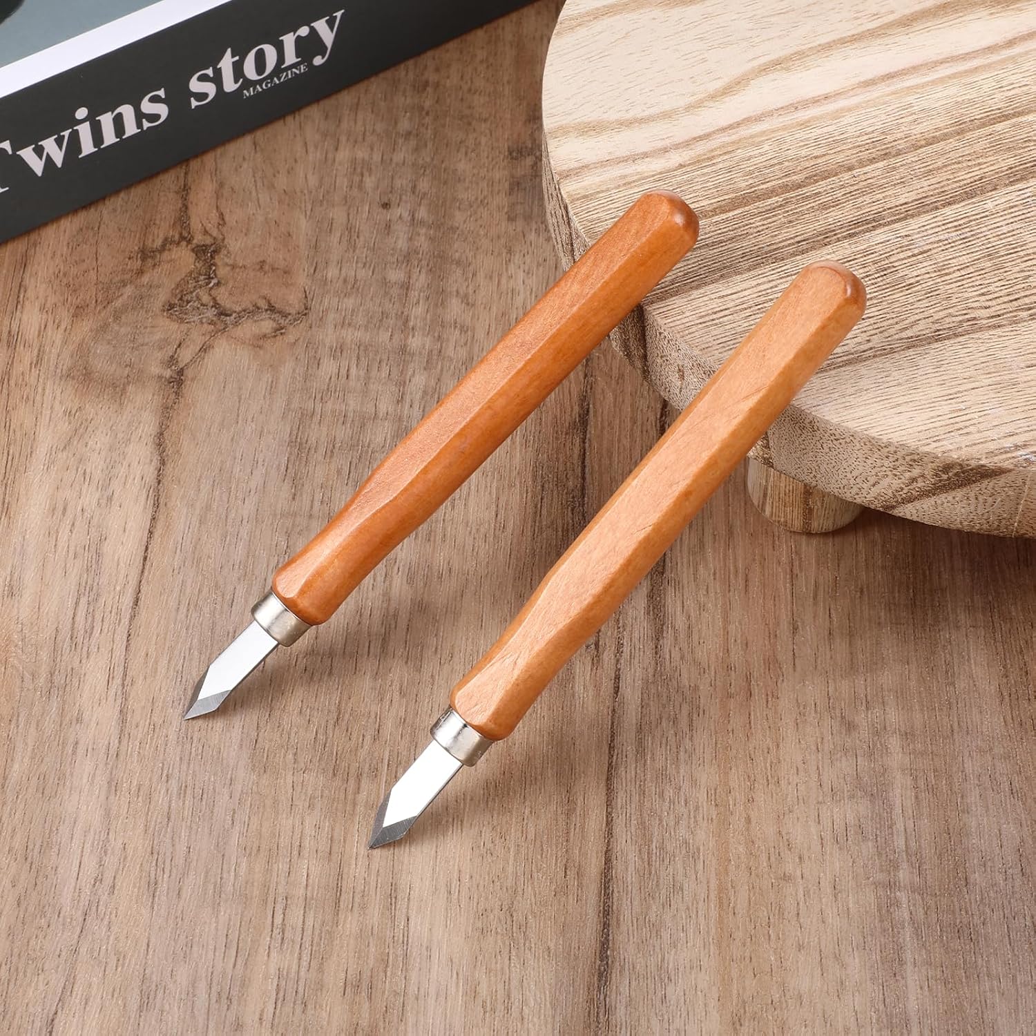 2 Pack Marking Knife Woodworking Marking Knife with High Carbon Steel Blade, Woodworking Scribing Knifes Thin Blade Dual Double Bevel Striking Cutter Premium Tool Quality Wood Scribe Tool