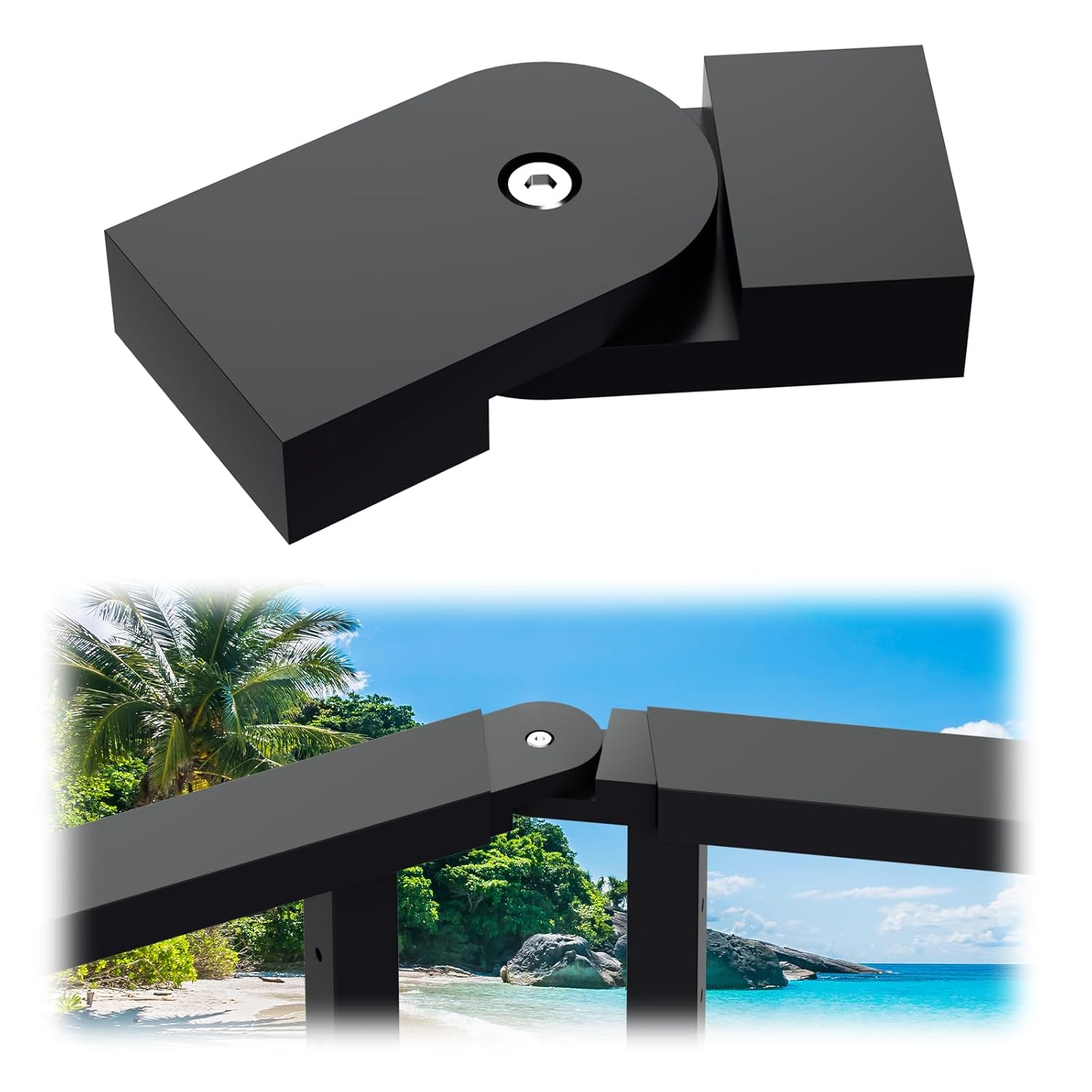 1 Pack Level Pivot Connector for 2"x1" Aluminum Handrail, 113mm x 43.4mm x 18.4mm 180° Adjustable High Strength POM Connector Handrail Accessories Fits for Deck Cable Railing System